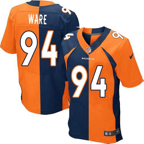 Men's Elite DeMarcus Ware Nike Jersey Orange/Navy - #94 Split Fashion NFL Denver Broncos